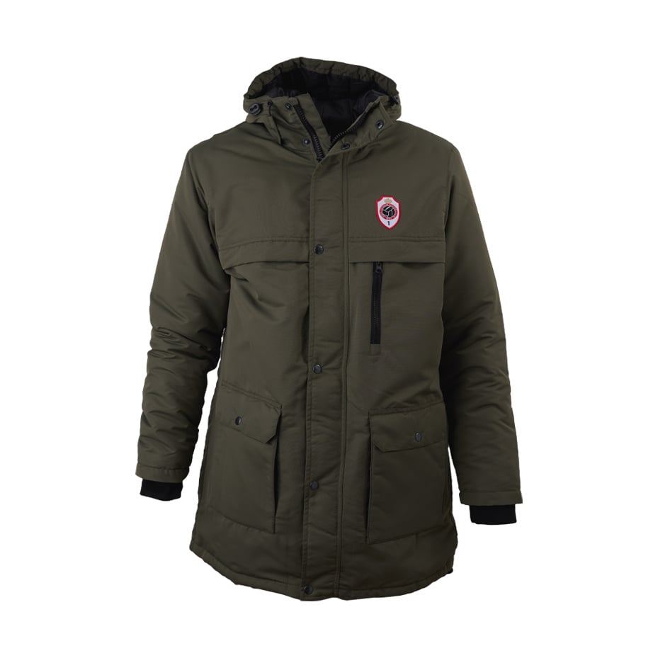 Royal Antwerp Antwerpen Parka winterjas Kaki borstlogo