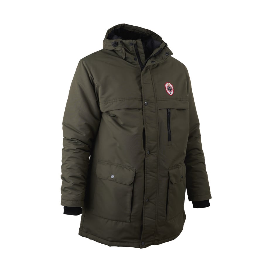 Royal Antwerp Antwerpen Parka winterjas Kaki borstlogo