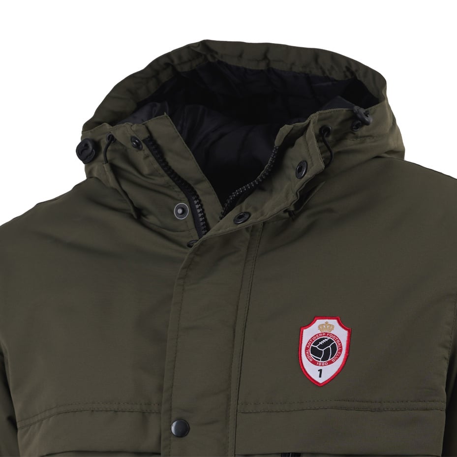 Royal Antwerp Antwerpen Parka winterjas Kaki borstlogo