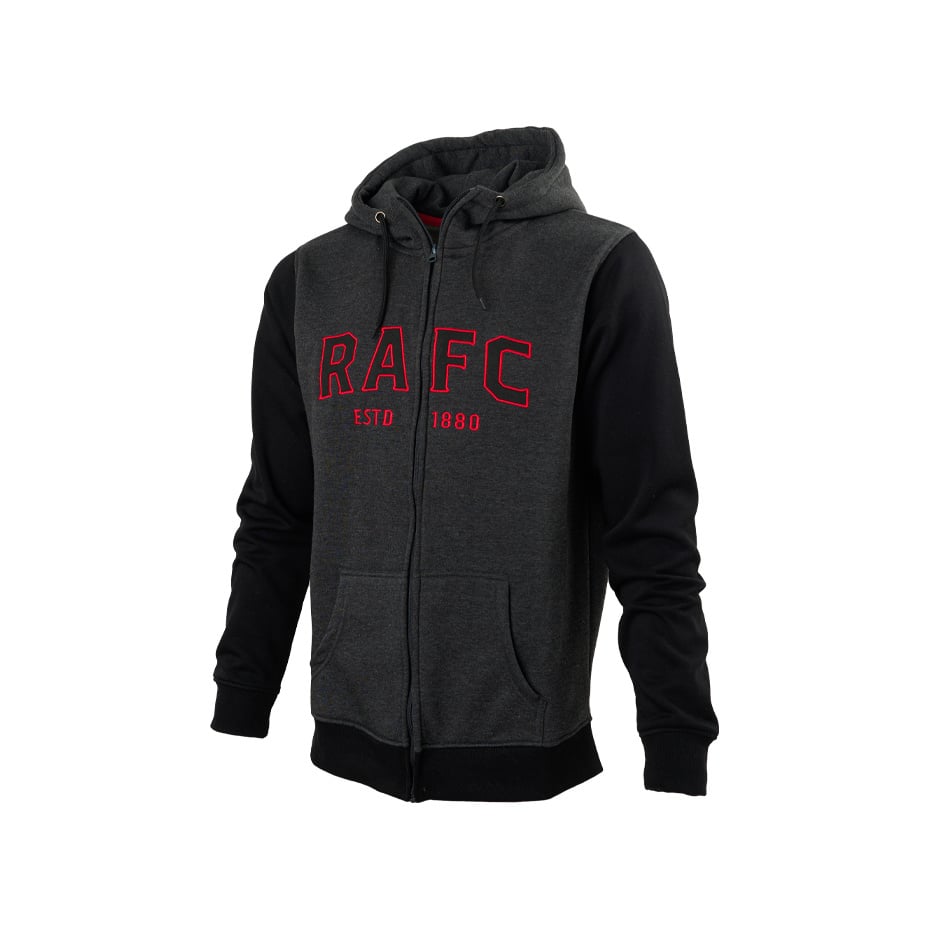 Royal Antwerp Donkergrijze hoodie met rits - RAFC rood