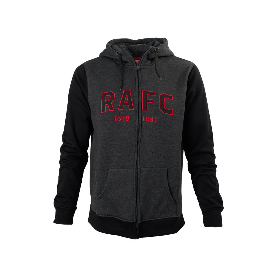 Royal Antwerp Donkergrijze hoodie met rits - RAFC rood