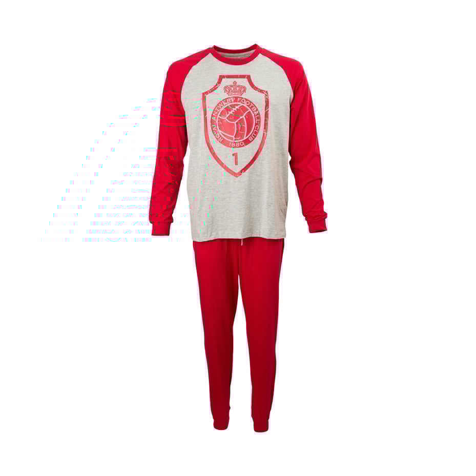 Royal Antwerp Pyjama rood-grijs met logo