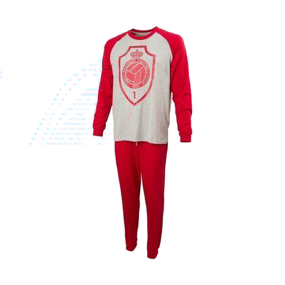 Royal Antwerp Pyjama rood-grijs met logo