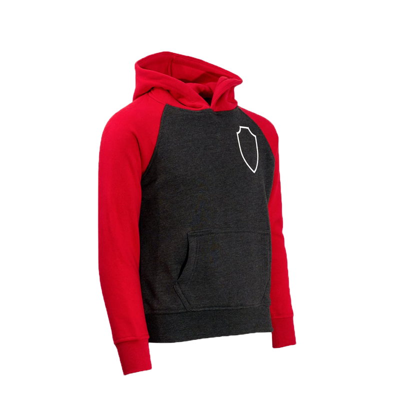 Royal Antwerp Hoodie dark grey / red sleeves - RAFC Shield